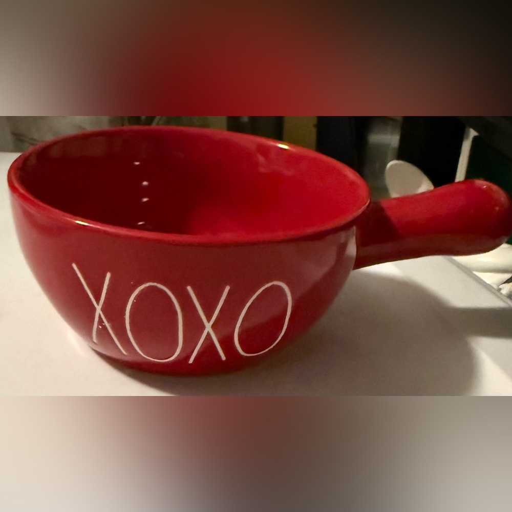 Rae Dunn Red XOXO Soup Bowl with Handle